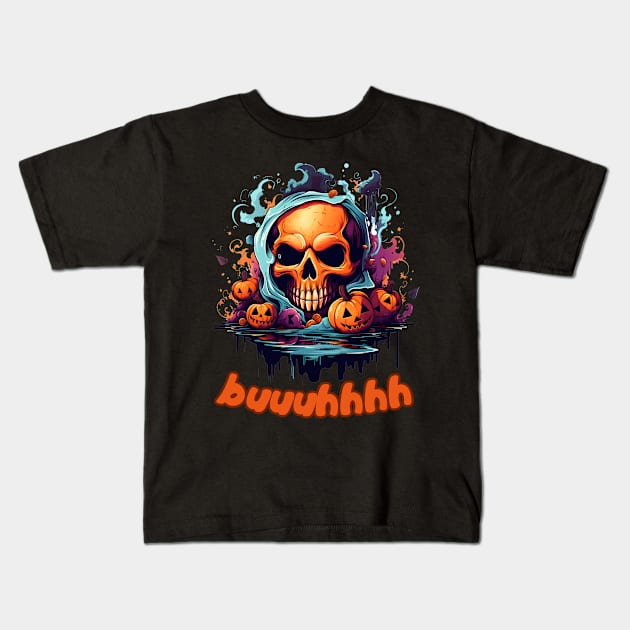 Buuhhhh-Halloween Haunt Kids T-Shirt by NedisDesign